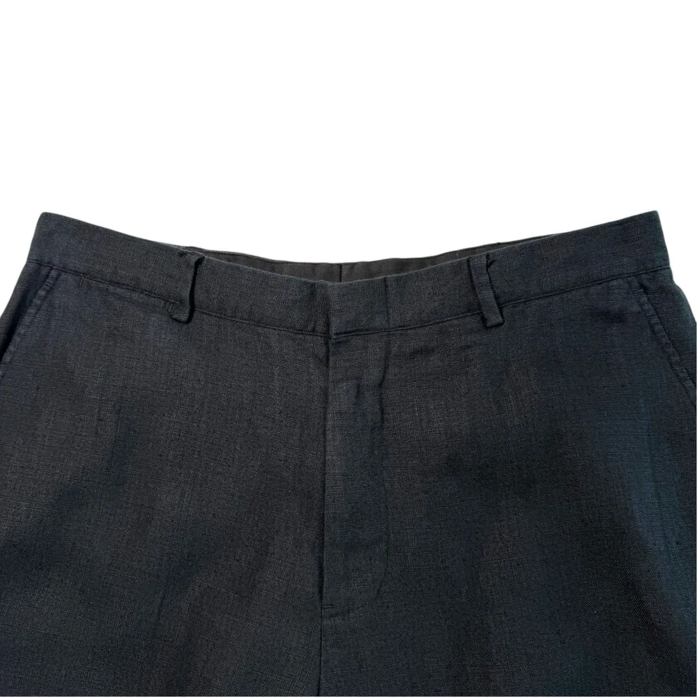 Vintage 90s Polo Ralph Lauren Mens Flat Front Linen Pants 34x32 Black Preppy